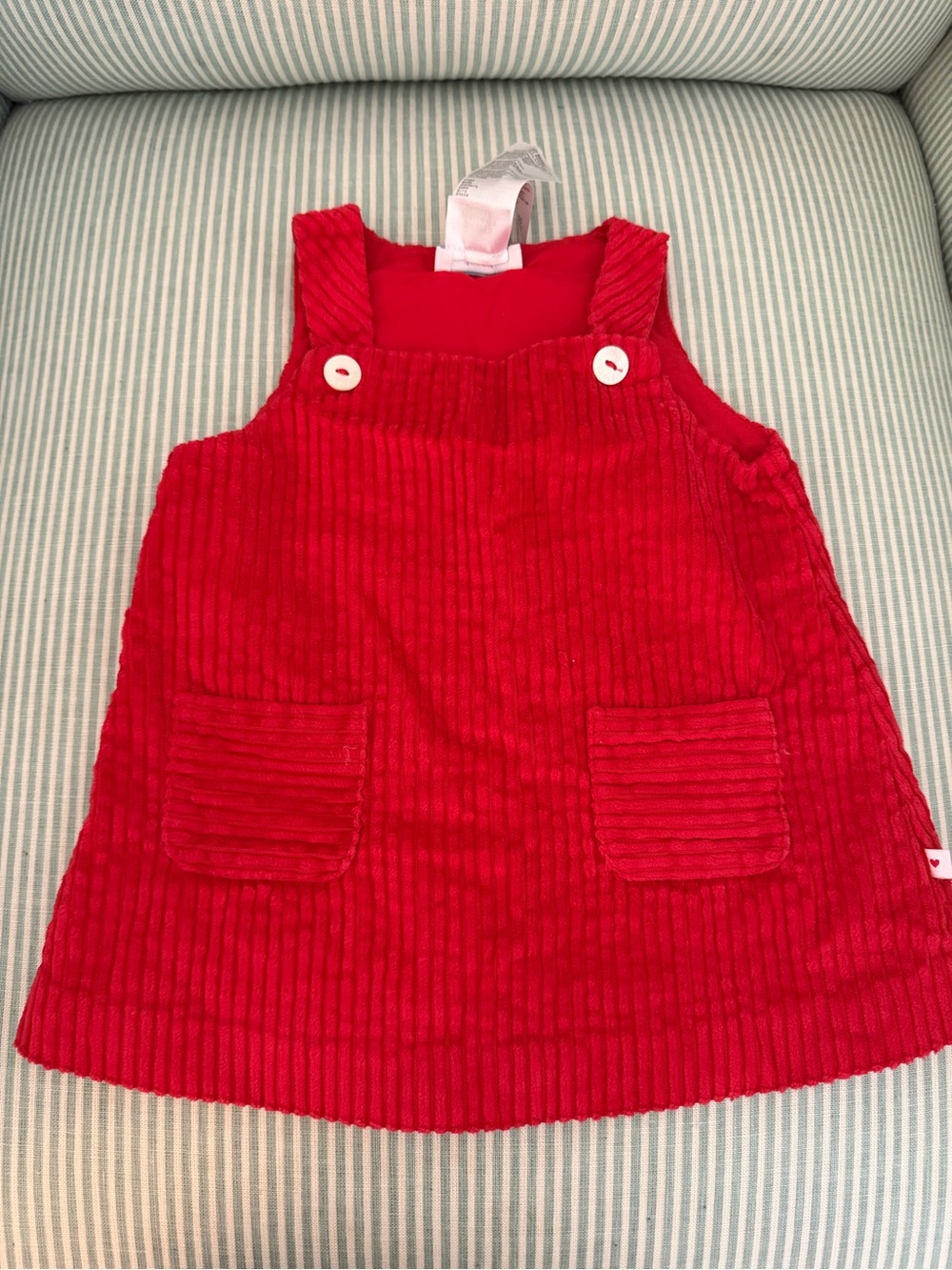 Jacadi Red Corduroy Pinafore Dress